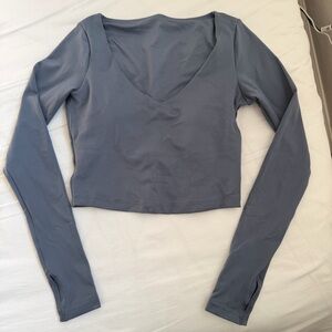 Gilly Hicks Active Recharge V-Neck Plunge Long Sleeve Top